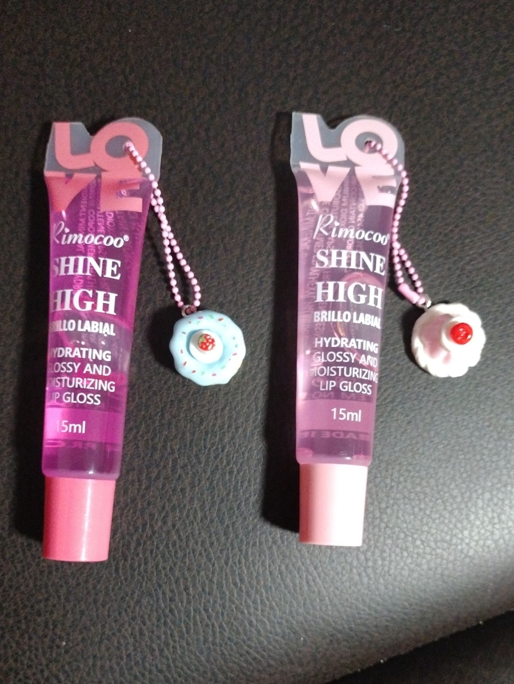 Shine High Hydrating Lip Gloss Duo with Charms— Shades Of Pink - Picture 2 of 2